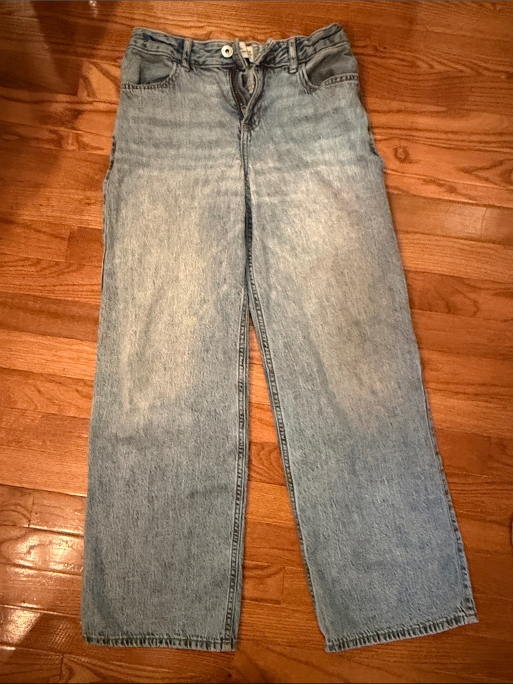 abercrombie kids Light Blue High Rise Ultra Wide-Leg Jeans